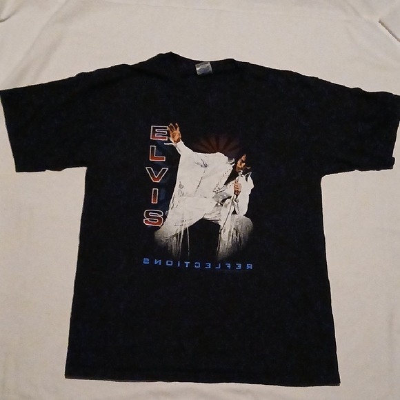 Vntg 2002 Elvis Graphic Black T-Shirt - Picture 1 of 6